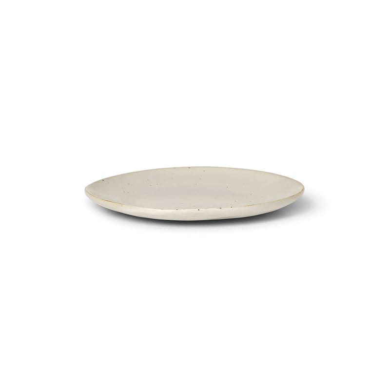 Table et cuisine - Assiettes - Assiette à mignardises Flow céramique blanc / Ø 15 cm - Ferm Living - Blanc cassé moucheté - Porcelaine émaillée