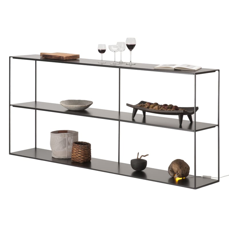 Furniture - Bookcases & Bookshelves - Slim Irony Bookcase metal black L 180 x H 82 cm - Zeus - Copper black - Steel