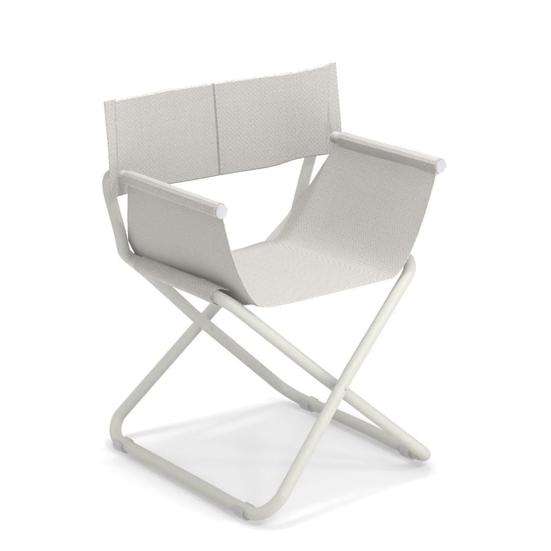 Mobilier - Chaises, fauteuils de salle à manger - Fauteuil pliant Snooze Directeur tissu blanc - Emu - Blanc / Structure blanche - Acier verni, Tissu technique