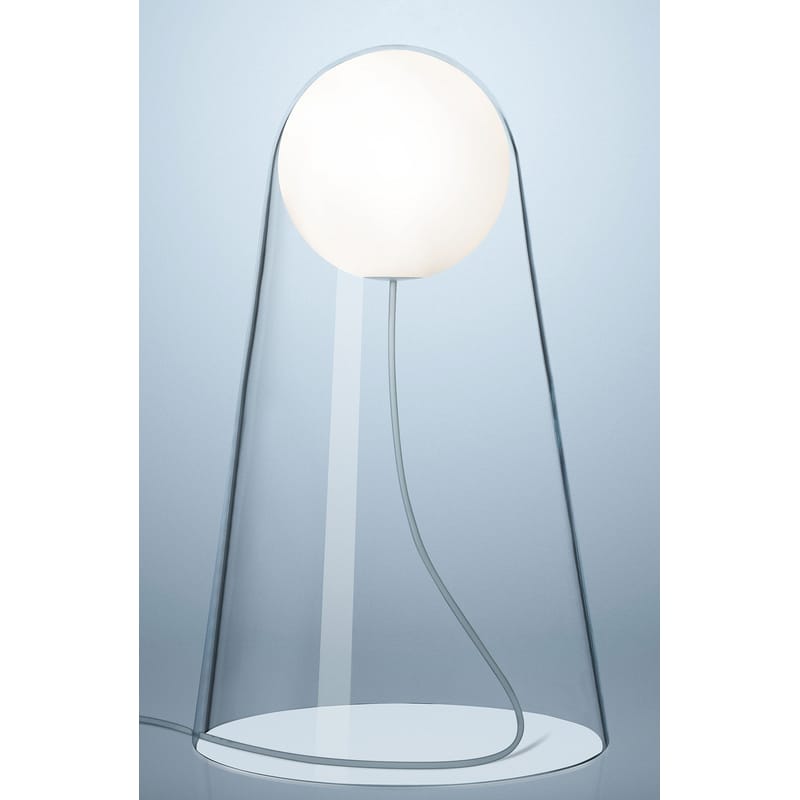 Luminaire - Lampes de table - Lampe de table Satellight LED verre blanc transparent / soufflé bouche - Foscarini - Transparent / Sphère blanche - Verre soufflé bouche