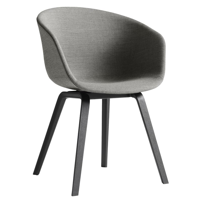 Furniture - Chairs - About a chair AAC23 Padded armchair textile wood grey black beige 4 legs /Full fabric - Hay - Light grey / Black ash feet - Fabric, Foam, Polypropylene, Tinted oak plywood