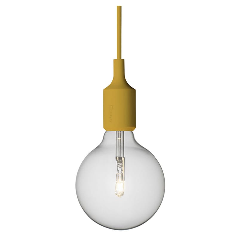 Leuchten - Pendelleuchten - Pendelleuchte E27 plastikmaterial gelb - Muuto - Senfgelb - Silikon