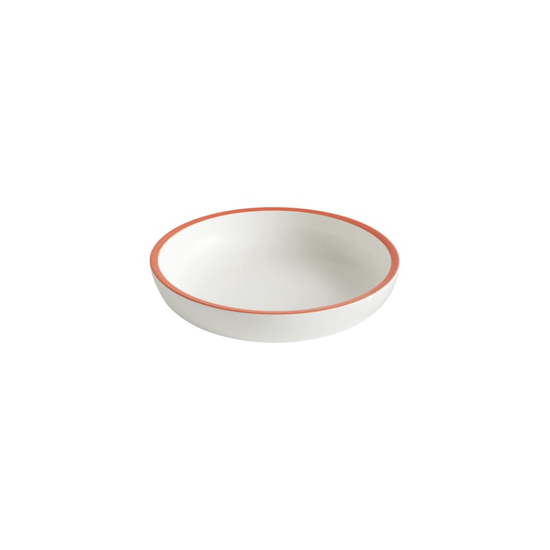 Table et cuisine - Saladiers, coupes et bols - Plat Sobremesa Small céramique blanc / Ø 20 x H 4,5 cm - Hay - Blanc / rayure rouge - Porcelaine