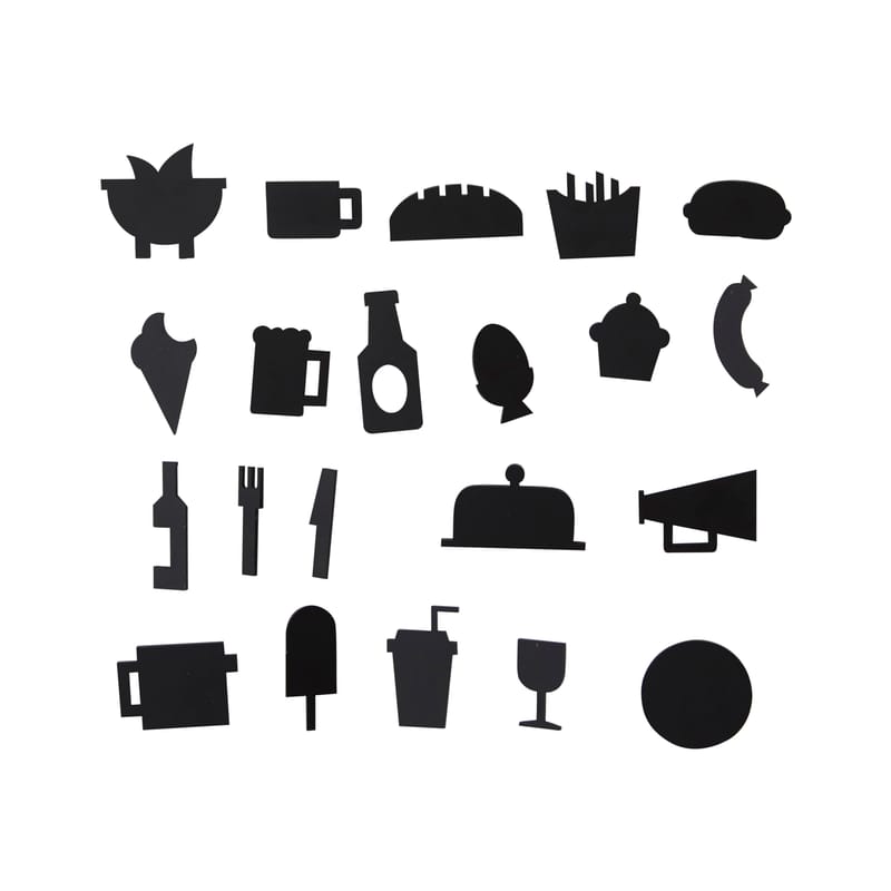Décoration - Accessoires bureau - Set Symboles Food plastique noir / pour tableau perforé - Design Letters - Noir - ABS, Polyméthacrylate de méthyle