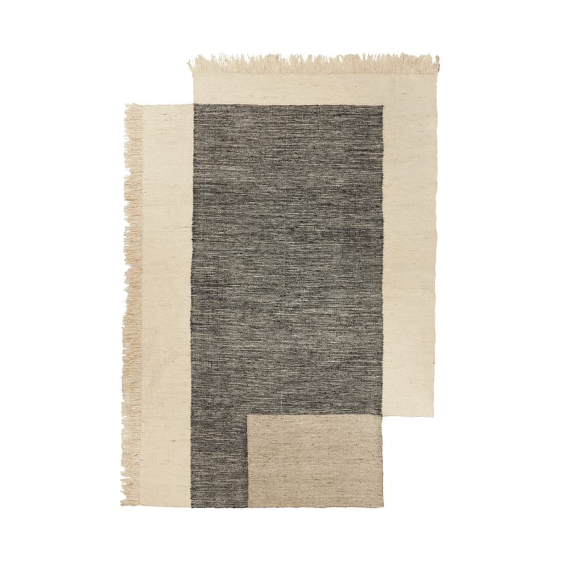 Décoration - Tapis - Tapis Counter tissu noir / 200 x 300 cm - 100% laine tissée main - Ferm Living - 200 x 300 cm / Charbon & blanc - Laine