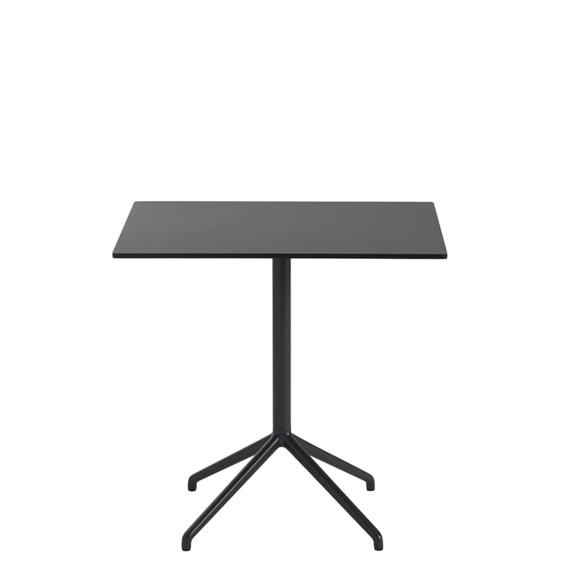 Arredamento - Tavoli - Tavolo rettangolare Still Café materiale plastico nero / 75 x 65 cm x H 73 cm - Linoleum - Muuto - Nero - Acciaio, Ghisa di alluminio, MDF rivestito in linoleum