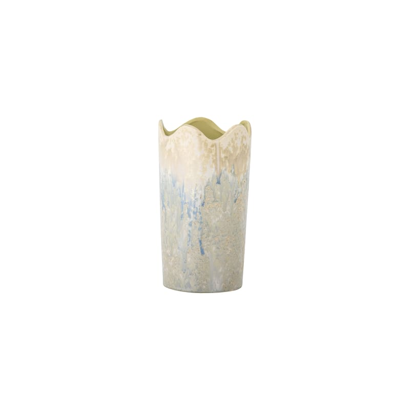 Décoration - Vases - Vase Leandro céramique beige / Ø 15 x H 26 cm - Bloomingville - Brun / bleu - Grès émaillé