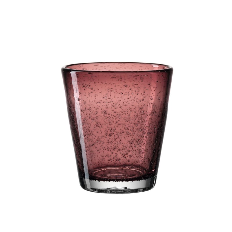 Table et cuisine - Verres  - Verre Burano verre violet / Bullé - 330 ml - Leonardo - Prune - Verre bullé soufflé bouche