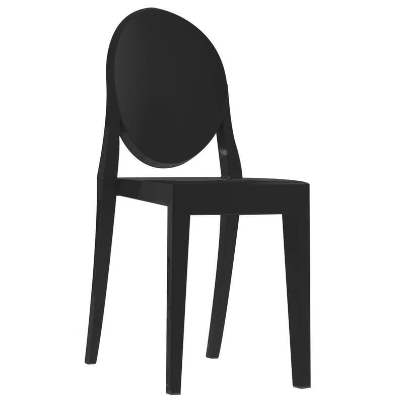 Mobilier - Chaises, fauteuils de salle à manger - Chaise empilable Victoria Ghost plastique noir / Polycarbonate 2.0 - Philippe Starck, 2005 - Kartell - Noir opaque - Polycarbonate 2.0