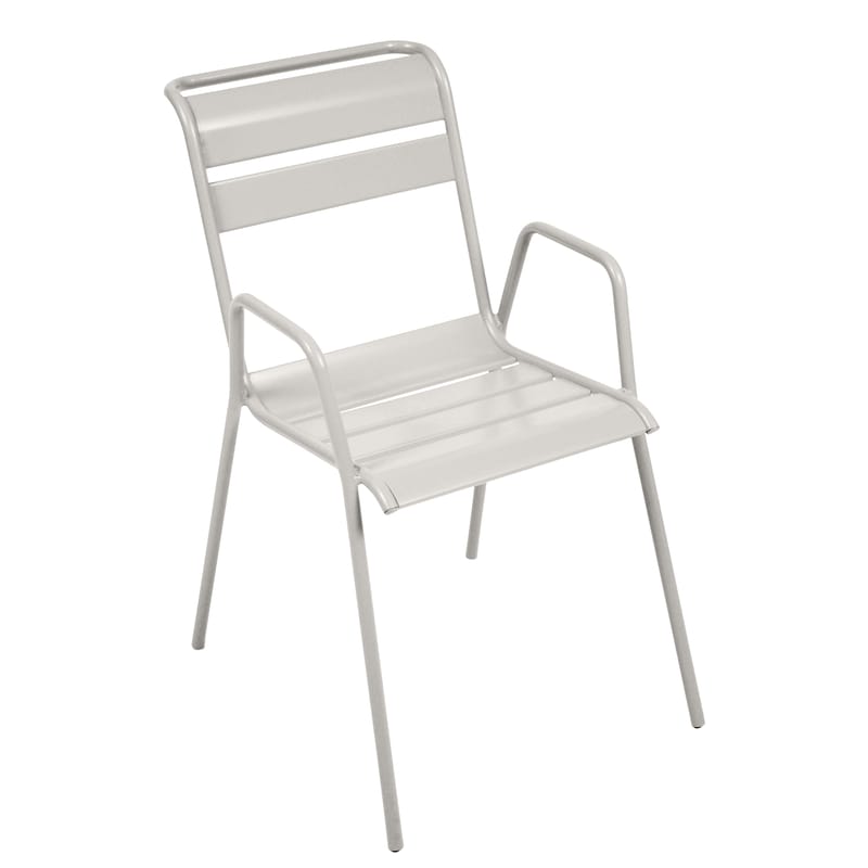 Mobilier - Chaises, fauteuils de salle à manger - Fauteuil bridge empilable Monceau métal gris / L 52 cm - Fermob - Gris argile - Acier peint