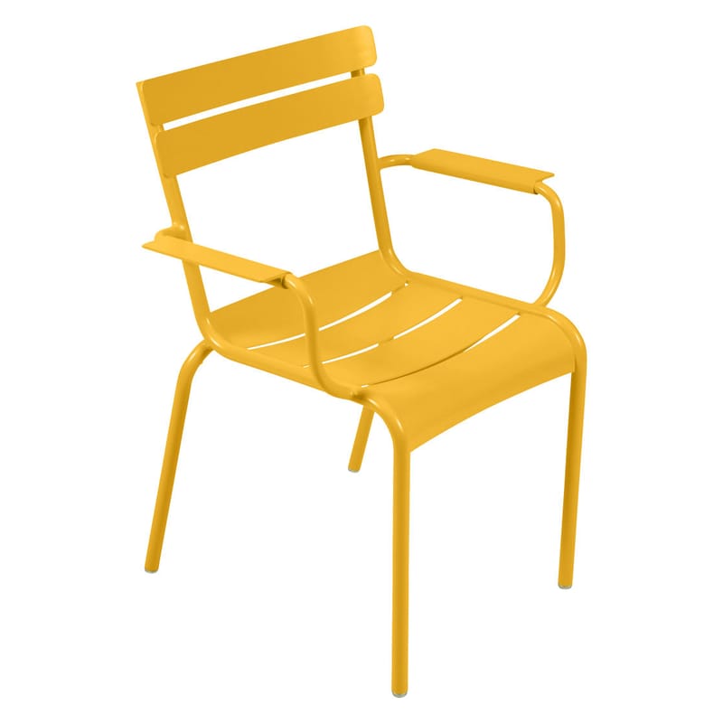 Mobilier - Chaises, fauteuils de salle à manger - Fauteuil empilable Luxembourg Bridge métal jaune / Aluminium - Fermob - Miel texturé - Aluminium