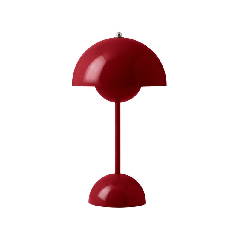 Décoration - Pour les enfants - Lampe sans fil rechargeable Flowerpot VP9 plastique rouge / Ø 16 x H 29 cm - Verner Panton, 1968 - &tradition - Rouge vermilion - Polycarbonate