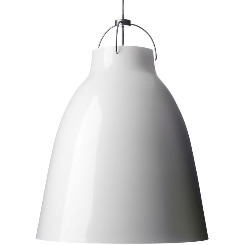 Luminaire - Suspensions - Suspension Caravaggio XL métal blanc / Ø 55 cm - Lightyears - Blanc brillant / Câble gris - Aluminium laqué