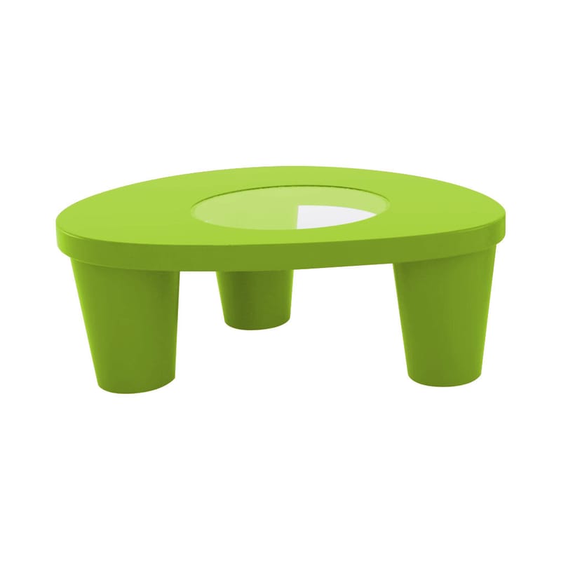 Mobilier - Tables basses - Table basse Low Lita verre plastique vert / 90 x 74 cm - Slide - Vert - Polyéthylène recyclable, Verre