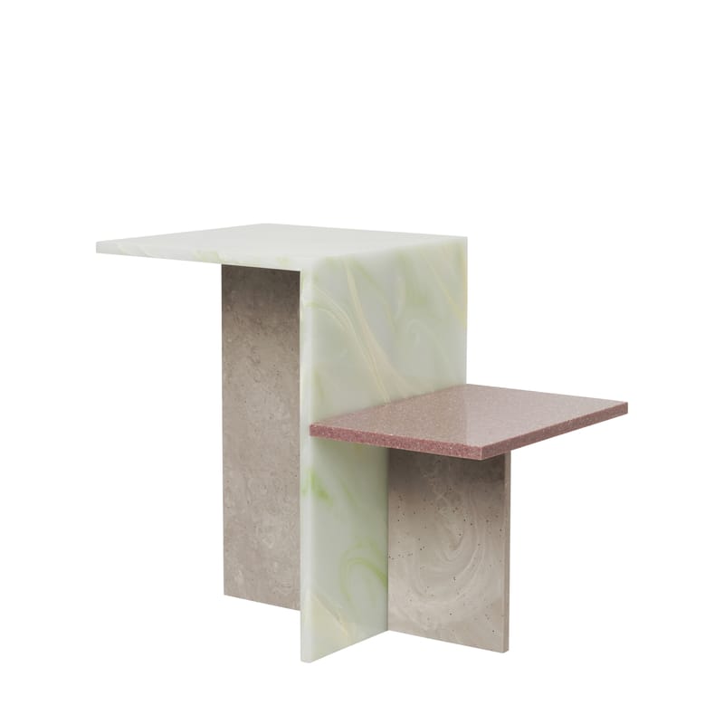 Mobilier - Tables basses - Table d\'appoint Distinct pierre multicolore / Pierre acrylique - 59 x 35 x H 50 cm - Ferm Living - Pierre acrylique / Multicolore - Pierre acrylique