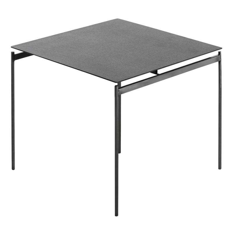 Mobilier - Tables basses - Table d\'appoint Torii céramique gris / 48 x 43 x H 40 cm - Horm - Céramique grise / Pied métal brut - Céramique, Métal brut