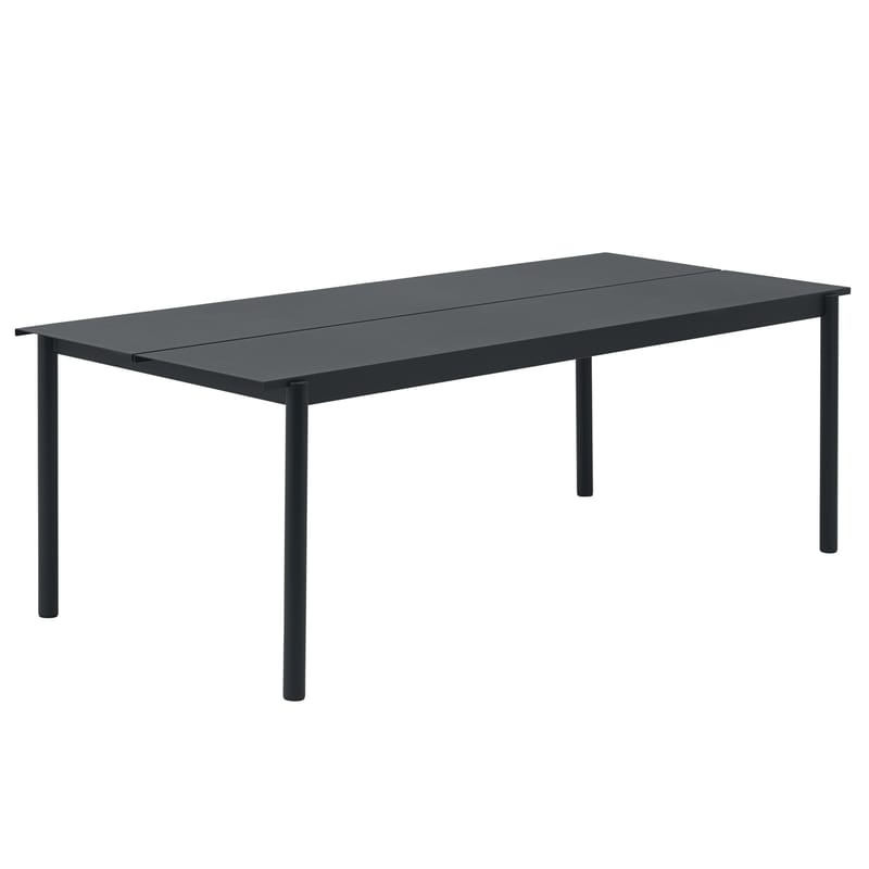 Jardin - Tables de jardin - Table rectangulaire Linear métal noir /  220 x 90 cm - Muuto - Noir - Acier revêtement poudre