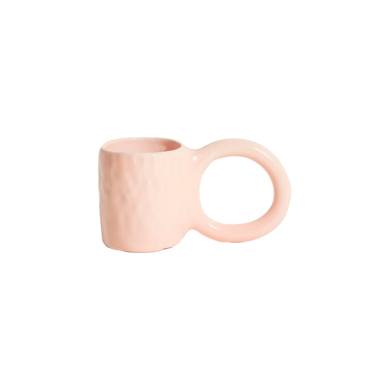 Table et cuisine - Tasses et mugs - Tasse à café Donut Medium céramique rose / Ø 8 x H 9 cm - Petite Friture - Bubble Gum - Faïence émaillée