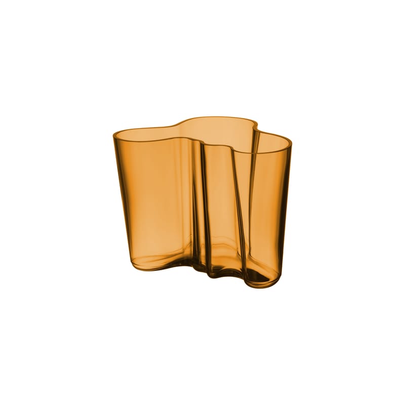 Décoration - Vases - Vase Aalto verre orange / 20 x 20 x H 16 cm - Alvar Aalto, 1936 - Iittala - Cuivre - Verre soufflé bouche