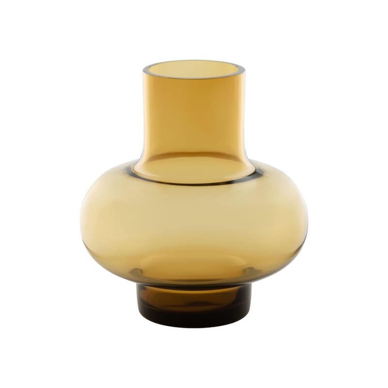 Decoration - Vases - Umpu Vase glass orange brown / Hand-blown glass- Ø 20 x H 20 cm - Marimekko - Amber - Mouth blown glass