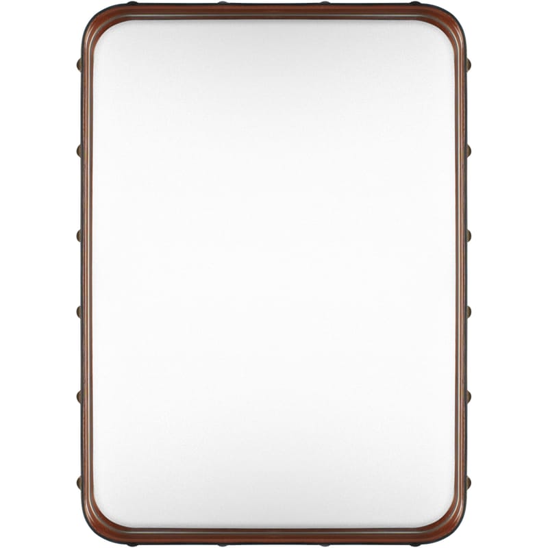 Decoration - Mirrors - Adnet Wall mirror leather brown Rectangular - 70 x 48 cm - Gubi - Natural leather - Brass, Leather