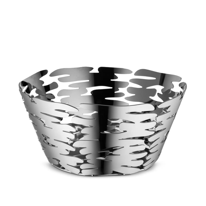 Table et cuisine - Corbeilles, centres de table - Corbeille Barket gris argent métal / Ø 21 cm - Alessi - Acier - Acier inoxydable