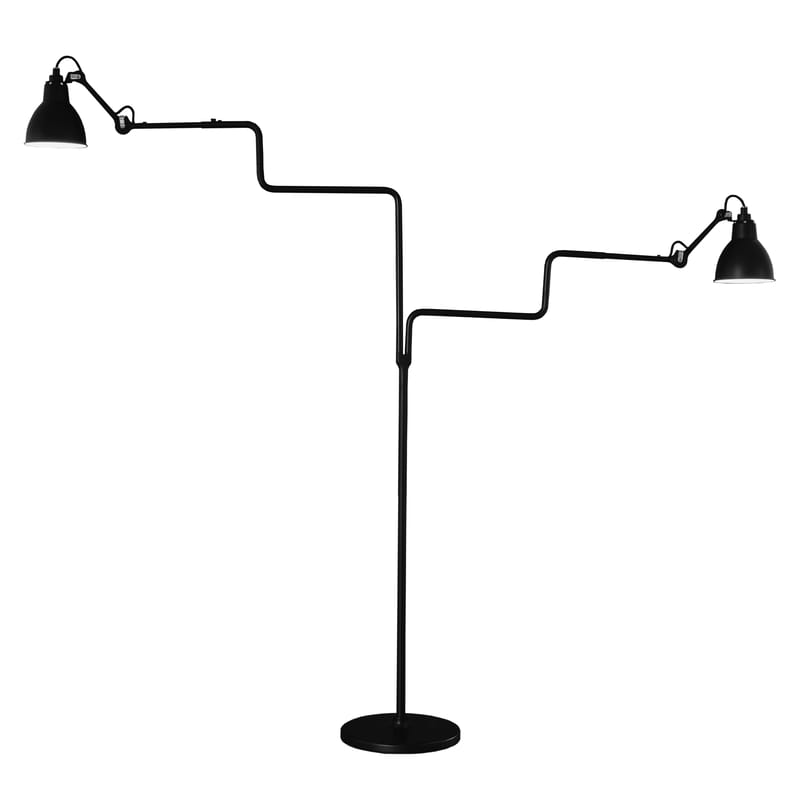 Luminaire - Lampadaires - Lampadaire N° 411 Double métal noir / Lampe Gras - DCW éditions - Noir satiné - Acier, Aluminium