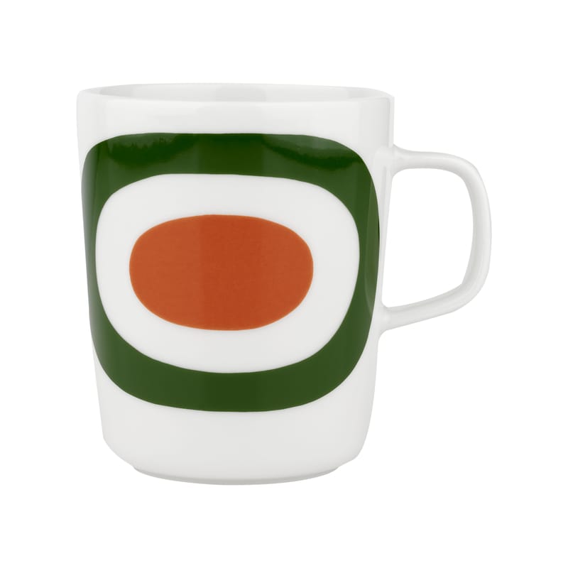 Table et cuisine - Tasses et mugs - Mug Melooni céramique vert / 25 cl - Marimekko - Melooni / Blanc, vert, orange - Grès