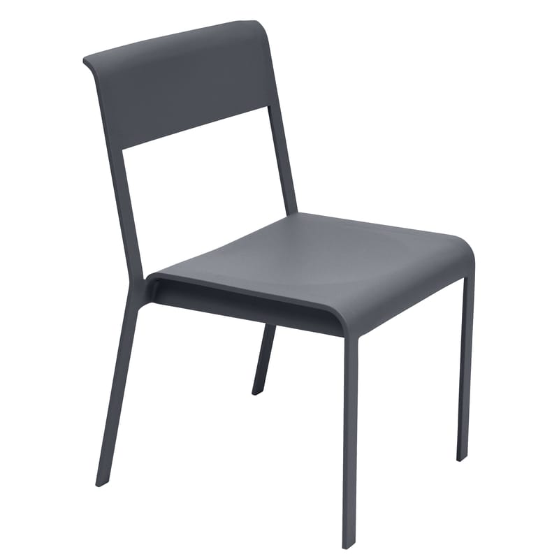 Furniture - Chairs - Bellevie Stacking chair metal grey black Metal - Fermob - Anthracite - Lacquered aluminium