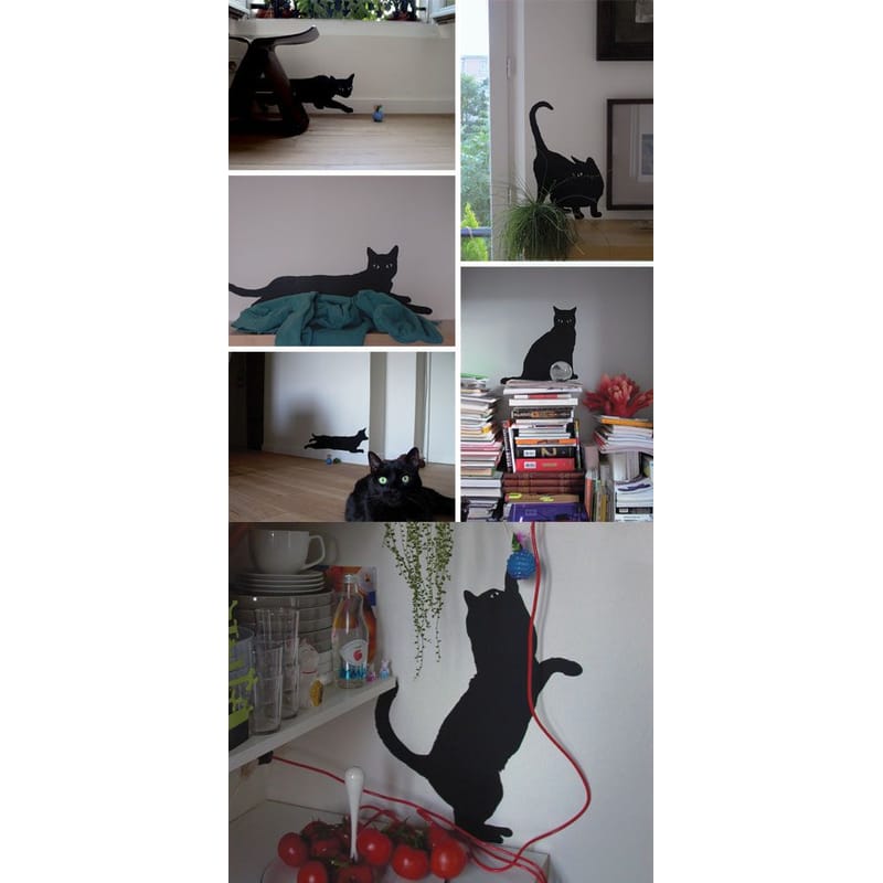 Décoration - Pour les enfants - Sticker Guitou the Cat plastique papier noir - Domestic - Noir - Vinyle