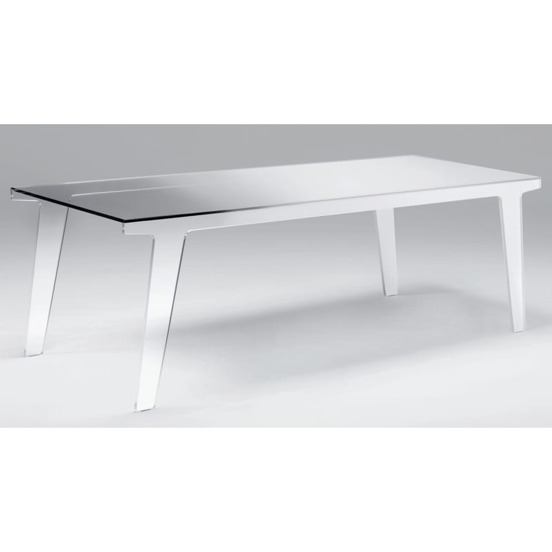 Mobilier - Tables - Table rectangulaire Faint verre transparent / 230 x 90 cm - Glas Italia - L 230 cm - Fumé & dégradé blanc - Verre