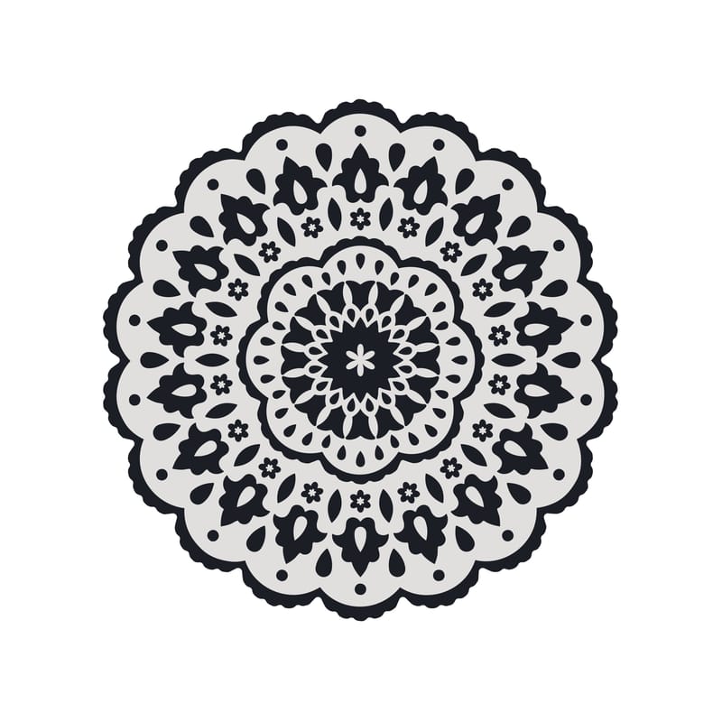 Jardin - Déco et accessoires de jardin - Tapis Black Bombay n°1 plastique blanc noir / Ø 99 cm - Vinyle - PÔDEVACHE - Bombay n° 1 / Noir & blanc - Vinyle
