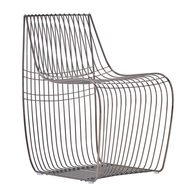 Furniture - Armchairs - Sign Filo Armchair metal black / Metal wires - MDF Italia - Black chromed - Galvanized steel