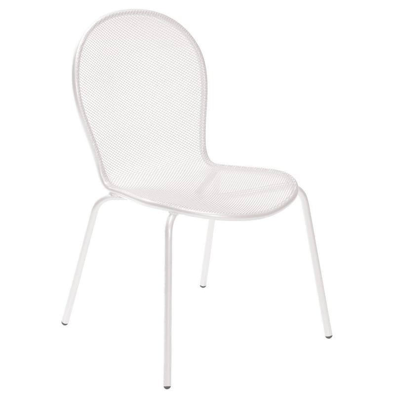 Mobilier - Chaises, fauteuils de salle à manger - Chaise empilable Ronda métal blanc / L 59 cm - Emu - Blanc - Acier verni