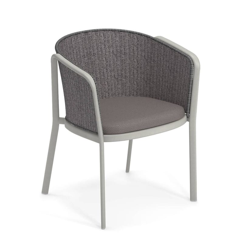 Mobilier - Chaises, fauteuils de salle à manger - Fauteuil Carousel  / Corde synthétique - Emu - Ciment / Corde grise - Aluminium, Corde synthétique