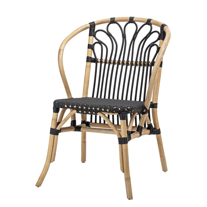 Mobilier - Chaises, fauteuils de salle à manger - Fauteuil  fibre végétale bois noir beige / Rotin - Bloomingville - Noir & naturel - Rotin