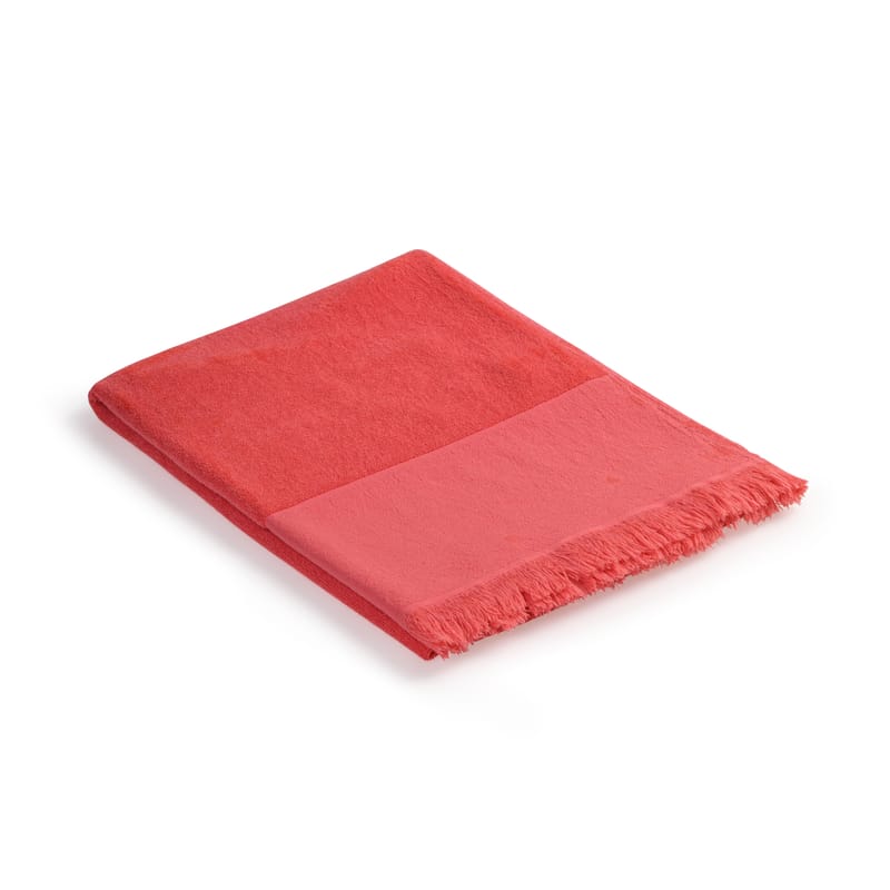 Décoration - Textile - Fouta  tissu rose orange /  Serviette de bain - 93x 165 cm - Coton - Au Printemps Paris - Corail - Coton