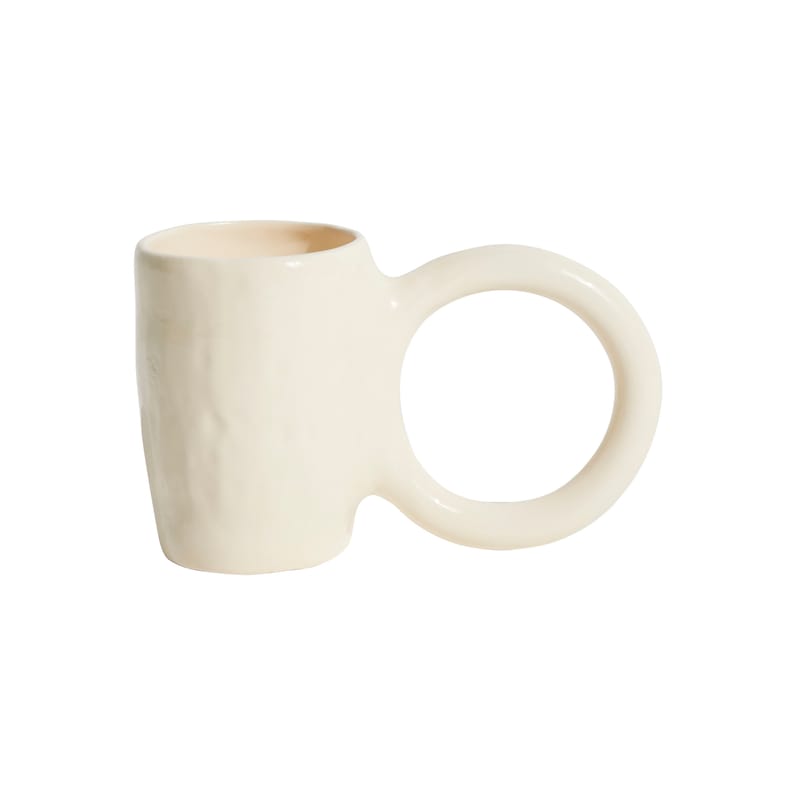 Table et cuisine - Tasses et mugs - Mug Donut Large céramique beige / Ø 9 x H 12 cm - Petite Friture - Vanille - Faïence émaillée