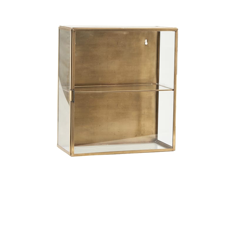 Mobilier - Etagères & bibliothèques - Rangement mural Cabinet Small métal verre transparent cuivre / Vitrine - L 35 x H 40 cm - House Doctor - Small / Laiton - Laiton, Verre