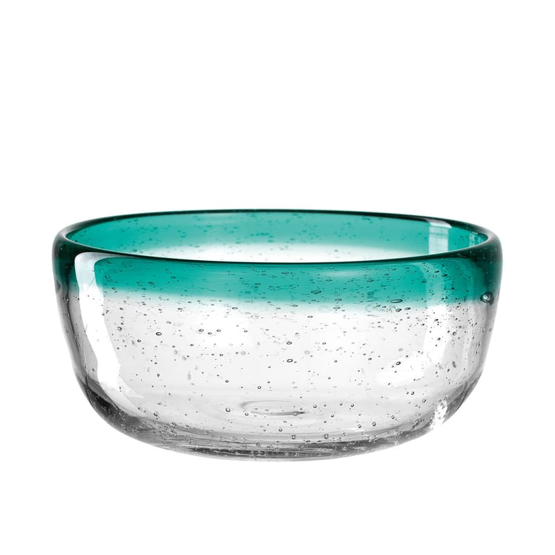 Table et cuisine - Saladiers, coupes et bols - Bol Burano verre bleu vert / Ø 13 x H 6 cm - Fait main - Leonardo - Bleu vert lagune - Verre bullé