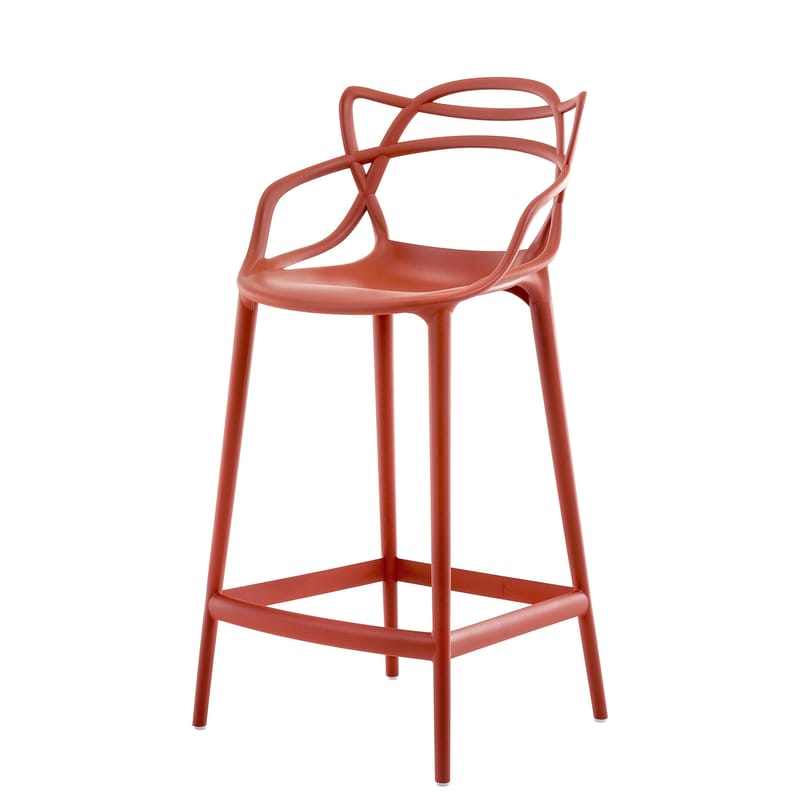 Mobilier - Tabourets de bar - Chaise de bar Masters orange / Philippe Starck, 2013 - H 65 cm - Kartell - Orange rouille - Technopolymère thermoplastique recyclé