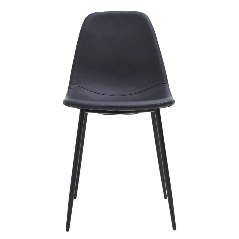 Mobilier - Chaises, fauteuils de salle à manger - Chaise rembourrée Forms cuir noir / Similicuir & acier - House Doctor - Noir - Acier, Similicuir