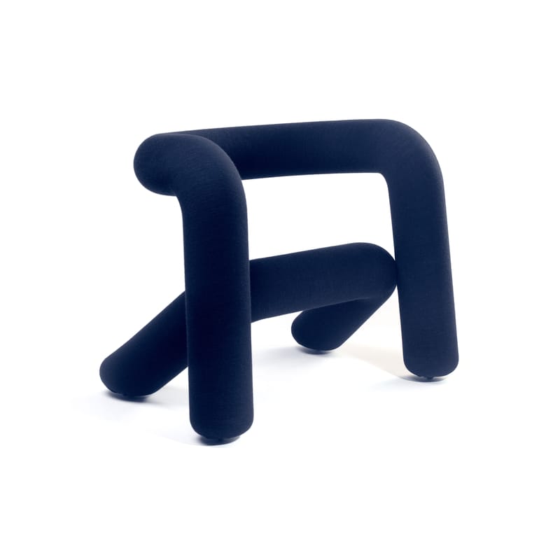 Möbel - Lounge Sessel - Gepolsterter Sessel Extra Bold textil blau / Stoff - Moustache - Marineblau - Gewebe, Schaumstoff, Stahl