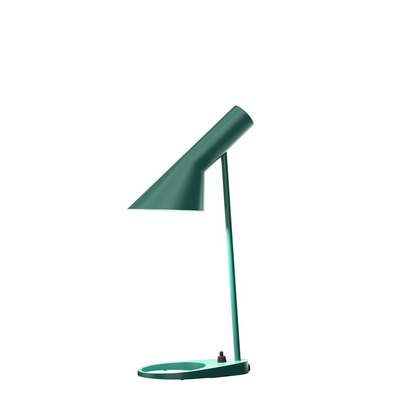 Luminaire - Lampes de table - Lampe de table AJ Mini métal vert / H 43 cm - Orientable / Arne Jacobsen, 1957 - Louis Poulsen - Vert foncé - Acier, Zinc