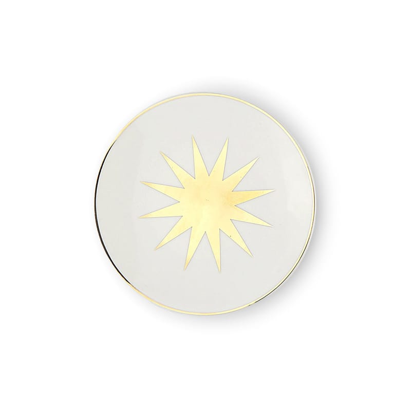 Tableware - Plates - Saetta Petit fours plates ceramic white gold / Ø 12 cm - Bitossi Home - Star - China