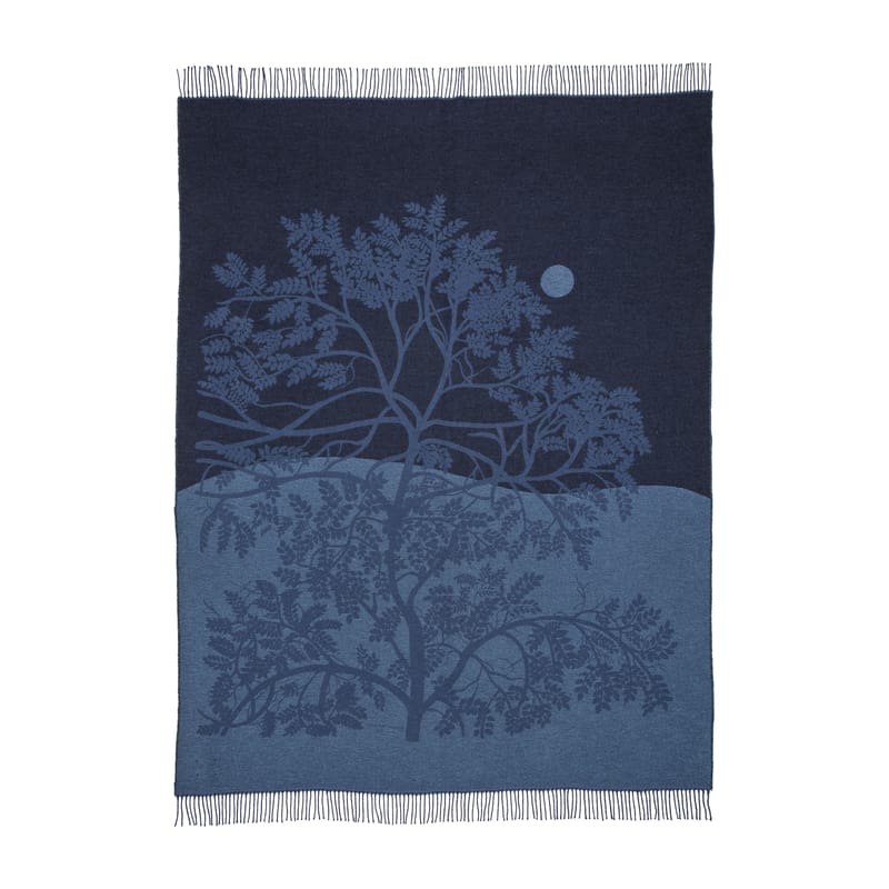 Dossiers - In & Out - Plaid Puu kuutamossa tissu bleu / 130 x 170 cm - Marimekko - Puu kuutamossa / Bleu - Coton, Laine, Polyamide