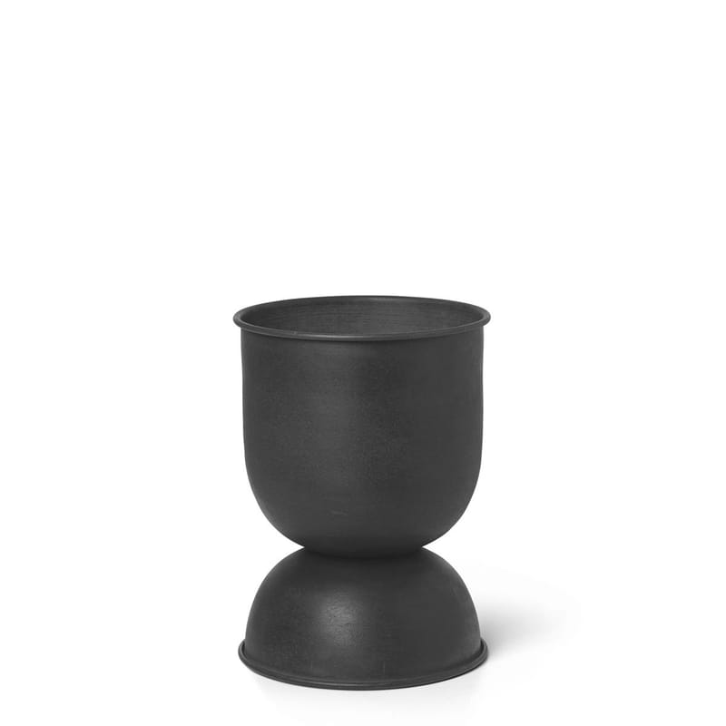 Jardin - Pots et plantes - Pot de fleurs Hourglass Extra Small métal noir / Ø 21 x H 30 cm - Ferm Living - Noir - Métal vieilli