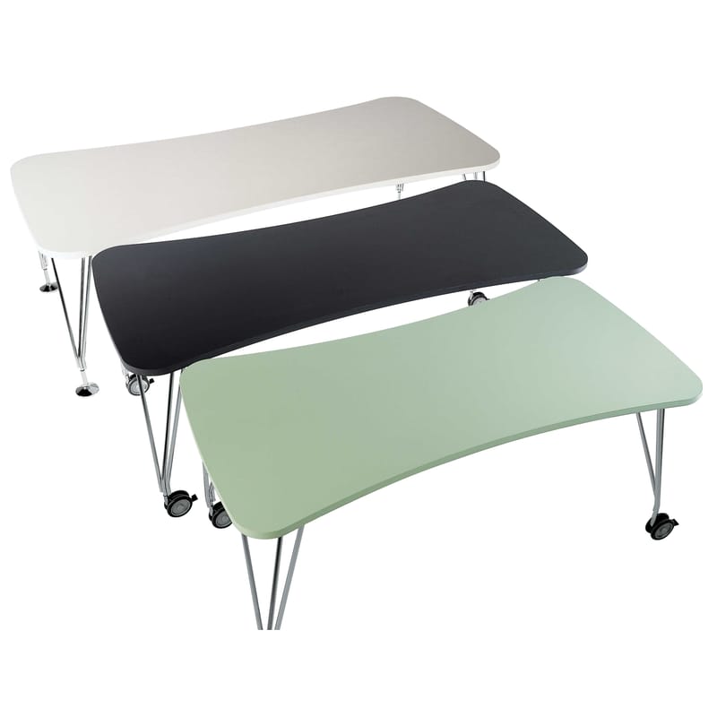 Furniture - Teen furniture - Max Rectangular table plastic material black With feet - 160 cm - Kartell - slate 160 cm - Chromed steel, Laminate