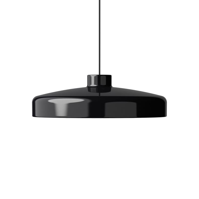 Luminaire - Suspensions - Suspension Lacquer LED Large métal noir / Ø 50 x H 15,3 cm - NINE - Noir - Acier