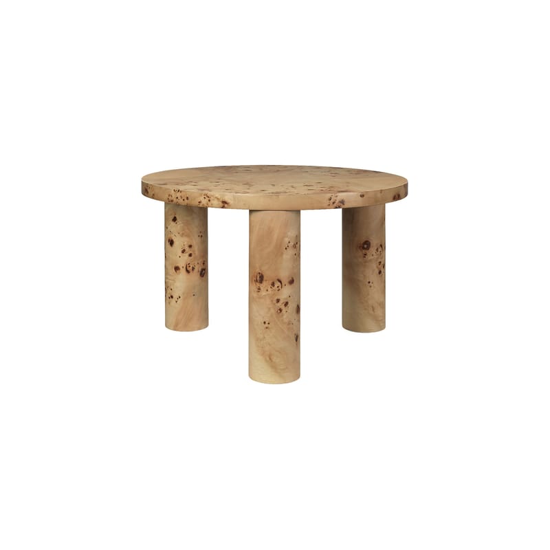 Mobilier - Tables basses - Table basse Post Small bois beige / Ø 65 x H 41 cm - Broussin certifié FSC - Ferm Living - Naturel - MDF, Placage en broussin certifié FSC
